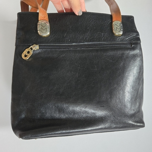 Marino Orlandi italien leather shoulder tote bag purse black and brown - Picture 7 of 16
